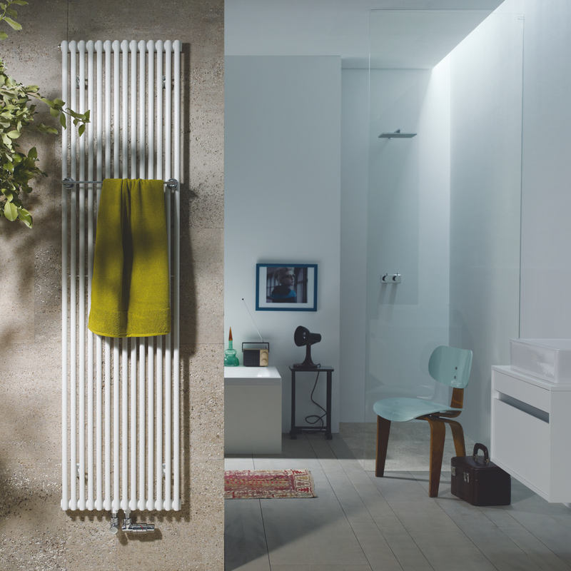 Zehnder_RAD_Kleo-Bar-HY_white_towel_green_print+web Rendering Kleo Bar Decorative radiator