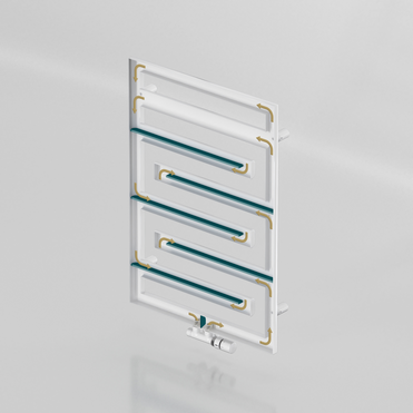 Cut-Out Zehnder Tetris Decorative radiator Angled view
