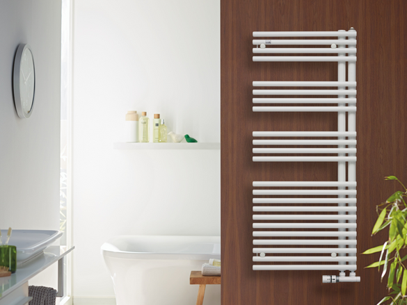 Rendering Zehnder Forma Spa Decorative radiator Angled view