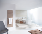 Zehnder_RAD_Vitalo-Bar_beige_towel white Rendering Zehnder Vitalo Bar Decorative radiator Front view