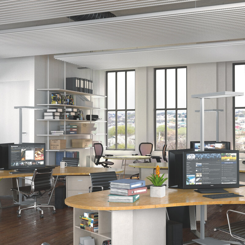 Rendering Zehnder ZFP Urban Heating and cooling ceiling system 