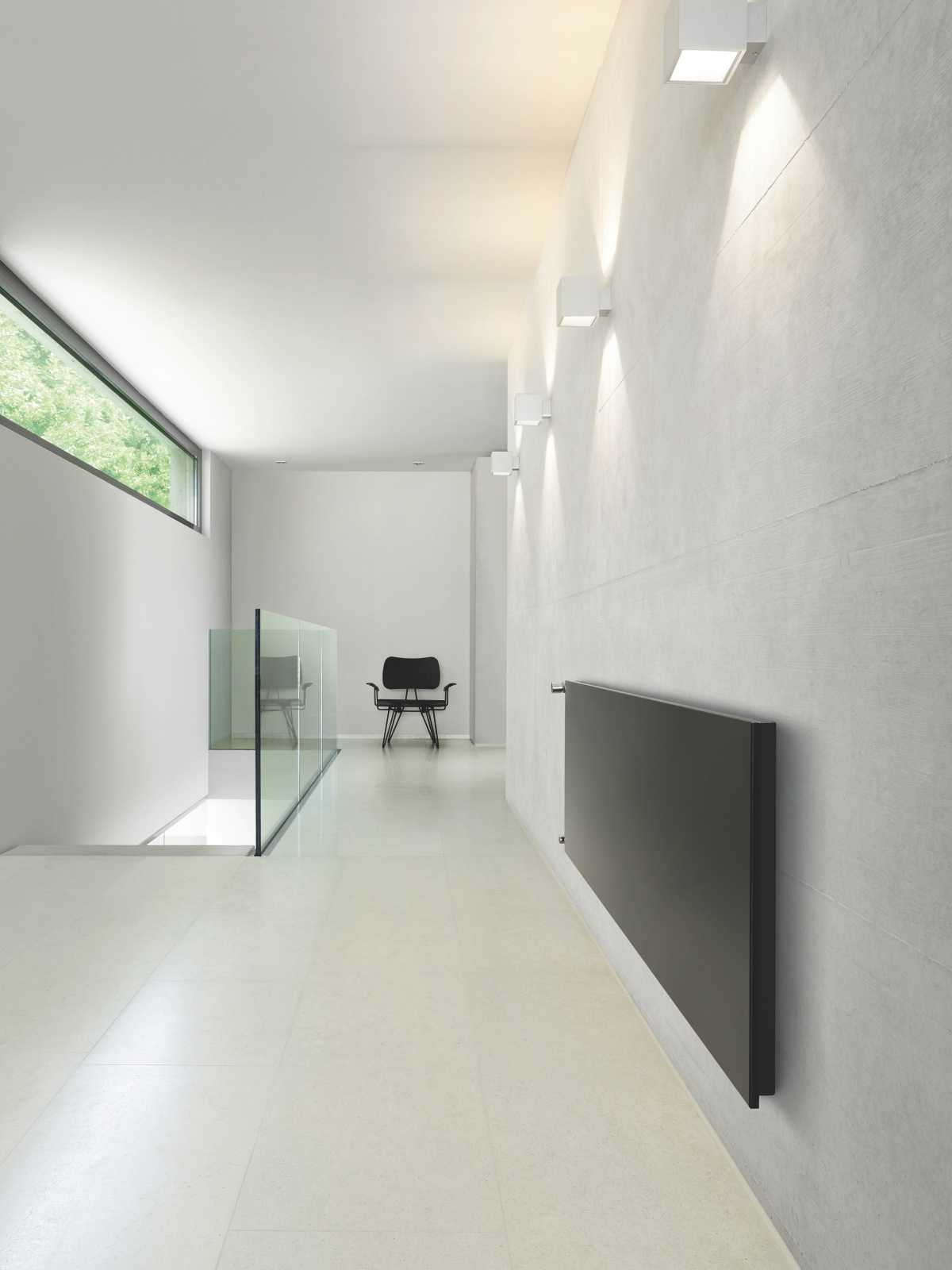 Runtal_RAD_Arteplano-HY_corridor_design Rendering Arteplano Decorative radiator Front view