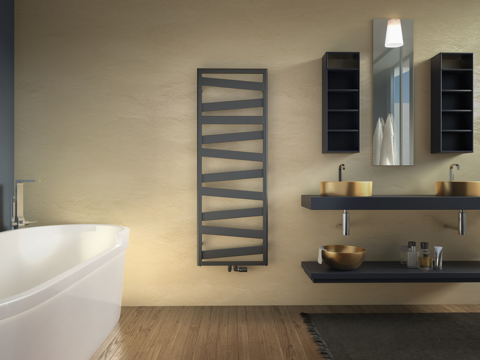 Zehnder_RAD_Ribbon-HY_170-60_Anthracite_Milieu_bathroom Rendering Zehnder Ribbon Decorative radiator Front view